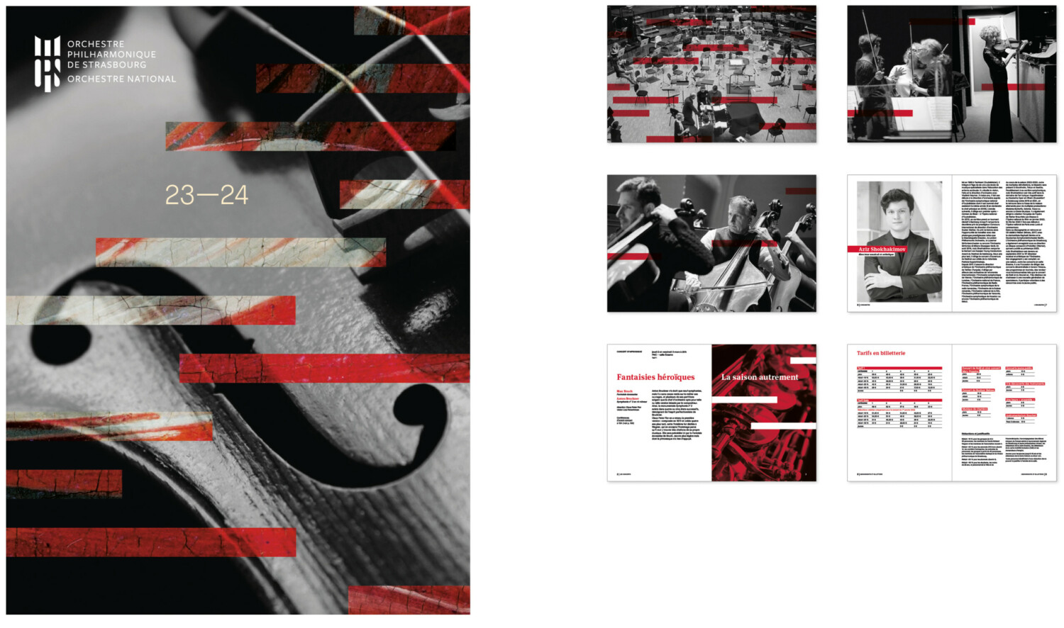 Orchestre philharmonique de Strasbourg | Quelques pages du programme saison en réponse à un appel d’offre pour la conception de l’identité visuelle et de la charte graphique des supports de communication de l’Orchestre.